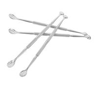 LOORGVEL Kit Manucure 4 Pcs Outil à Cuticules en Acier Inoxydable Double Embout Argenté pour Soins des Ongles et Repoussage Cuticules Professionnel Voyage