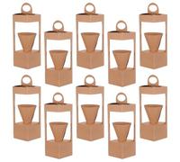 LOORGVEL Lot de 10 Paniers à Fleurs en Papier Kraft avec Poignée Conteneur Pliable pour Arrangements Floraux Boîte Décorative Vintage pour Mariages Fêtes et Saint-Valentin Panier de