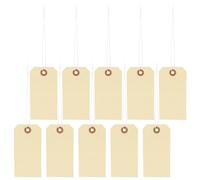 LOORGVEL Lot de 100 Étiquettes en Papier Jaune 6x12 Cm avec Ficelle Élastique pour Bijoux, Vêtements et Artisanat, Étiquettes de Prix Suspendues Solide pour Affichage en Magasin