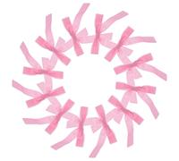 LOORGVEL Lot de 12 Étiquettes Décoratives en Tissu Rose 25 CM Nœuds Pré-Faits pour Verres Marque-Verres Mariage et Fêtes Décoration Polyvalente pour Sapin de Noël et Chaises