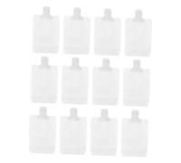 LOORGVEL Lot de 12 Pochettes à Lotion 100 Ml Autocollantes Souples Blanches, Trousse de Voyage Cosmétique Portable, Sachet pour Shampoing et Lotion, Usage Voyage et Soins Personnels