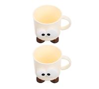 LOORGVEL Lot de 2 Gobelets à Brosse à Dents pour Garçon et Filles Grosse Capacité en Plastique Incassable Motif Cartoon Grands Yeux avec Poignée Ergonomique et Pieds Antidérapants pour