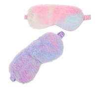 LOORGVEL Lot de 2 Masques de Sommeil en Peluche 100% Doux Imitation Soie Cache-Yeux Occultant pour Hommes et Femmes Couleurs Bleu et Rose Confort Ajustable pour Voyages et Siestes