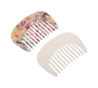 LOORGVEL Lot de 2 Mini Peignes Portables en Acide Acétique Petites Dents Larges Couleurs Humanité et Multicolore Antistatiques pour Cheveux Bouclés Ondulés Longs Secs ou Mouillés