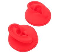 LOORGVEL Lot de 2 Modèles D’oreilles en Silicone Rouge pour Piercing, Oreille Gauche et Droite Réaliste, Accessoire de Mannequin D’oreille pour Entraînement Piercing et Présentation