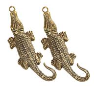 LOORGVEL Lot de 2 Pendentifs Porte-Clés en Laiton Vieilli Breloques Crocodile Rétro Solides Décorations pour Clés et Paquet Accessoires DIY pour Bijoux et Créations Artisanales