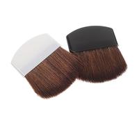 LOORGVEL Lot De 2 Pinceaux De Maquillage Portable, Pinceaux à Blush Et Fond De Teint, Petit Format, Crin De Cheval Et Plastique, Outils Beauté Pour Visage, Blanc Et Noir, Usage Voyage