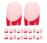 LOORGVEL Lot de 24 Faux Ongles Courts à Pression de Cœur Capsules à Couverture Complète Couleur Rouge Vif pour Nail Art Saint-Valentin Femmes et Adolescentes Application Facile et