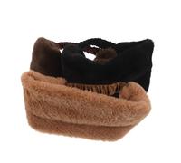 LOORGVEL Lot de 3 Bandeaux Larges en Fausse Fourrure Cache-Oreilles Chauds pour Femme Bandeaux d'Hiver Duveteux en Marron Noir et Jaune Accessoires Coiffure Confortables pour Temps