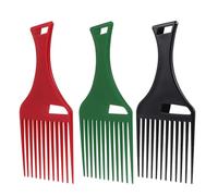 LOORGVEL Lot de 3 Peignes Afro en Plastique Pp 12 Dents Larges Ergonomiques pour Coiffure Afro Bouclés et Épais Multicolore Accessoire Professionnel pour Salon et Usage Personnel