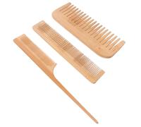 LOORGVEL Lot de 3 Peignes en Bambou Naturel à Dents Larges et Fines, Brosse à Cheveux de Coiffure et Peigne Démêlant, Set Professionnel pour Salon et Usage Personnel, Adapté à Tous Types