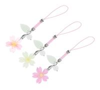 LOORGVEL Lot De 3 Sangles De Téléphone En Fleur De Cerisier Breloques Décoratives Pour Femmes Dragonne De Téléphone Décoration Élégante Pour Écouteurs Et Clés Usb Couleurs Rose Violet Et Vert