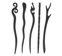 LOORGVEL Lot de 5 Bâtonnets à Cheveux Chinois en Bois D’Ébène Noir Rétro Épingles à Chignon Traditionnelles Faites Main Accessoires Coiffure pour Mariages Fêtes et Costumes Hanfu