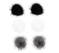 LOORGVEL Lot de 6 Décorations pour Ongles Pompons Détachables Noir Blanc Gris, Accessoires Nail Art Moelleux, Décoration Artistique pour Manucure Femme, Kit DIY Beauté des Ongles