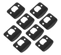 LOORGVEL Lot de 8 Plaques de Gâche de Porte en Acier Inoxydable Noir Rallonge de Serrure d-Shaped avec Vis Protection Renforcée pour Pêne Dormant Adaptées pour Portes Intérieures et