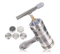 LOORGVEL Machine à Pâtes Manuelle en Acier Inoxydable 5 Moules, Presse-nouilles Compacte pour Nouilles Fraîches, Outil Cuisine pour Pâtes Maison et Préparation Gourmande