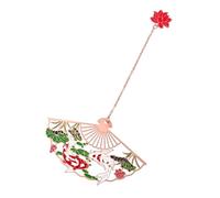 LOORGVEL Marque Page Laiton Style Chinois avec Motifs Carp Koi et Éventail Décoratif Métallique Élégant pour Étudiants et Lecteurs