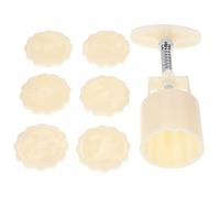 LOORGVEL Moule à Gâteau de Lune Rond 50 G, Kit 6 Pièces Tampons à Biscuits Réutilisables en Matériau Durci, Outil de Pâtisserie Manuel pour Cuisson et Décoration de Biscuits et Mooncakes