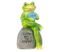 LOORGVEL Ornement Grenouille en Résine Bleu Décoration de Jardin et Bureau Accessoire de Table Original pour Intérieur et Extérieur Figurine Décorative Compacte et Solide