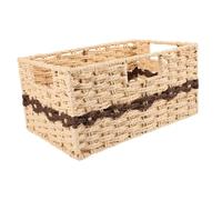 LOORGVEL Panier de Rangement Tressé avec Poignée Grand Bac de Stockage Polyvalent pour Bureau et Maison Panier à Objets Divers Stable et Naturel sans Couvercle Capacité Optimisée pour