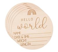 LOORGVEL Panneau D'accueil Bébé Surface Lisse Poli sans Bavure 5 Pièces en Bois pour Photographie de Nouveaux-nés et Annonces de Naissance en Hôpital