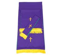 LOORGVEL Parament D'église Réversible 3 Pièces Vert et Violet avec Broderies Chrétiennes, Chemin de Table Liturgique et Écharpe de Chaire pour Pasteur Femme, Linge de Table pour Autel