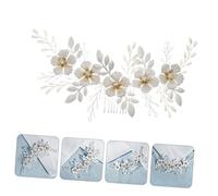 LOORGVEL Peigne à Cheveux de Mariée Blanc Orné de Fleurs Décoratives en Cristal, Accessoire Coiffure Élégant pour Femmes Invitée Mariage, Bandeau Chic Cérémonie