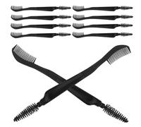 LOORGVEL Peigne à Cils Multifonction et Brosse à Sourcils Double Embout 10 Pièces Format Voyage Noir pour Maquillage Quotidien et Coiffage des Sourcils et Cils