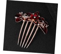 LOORGVEL Peigne Cheveux Décoratif Fleur Rouge avec Accessoire Élégant pour Mariée Ornement Délicat pour Coiffure de Fête et Cérémonie