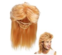 LOORGVEL Perruque Mulet Homme Blonde Cosplay Cheveux Longs Ajustable pour Déguisement Fête Carnaval