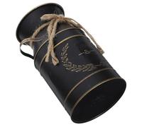 LOORGVEL Pichet en Métal Galvanisé Pot à Fleurs Rustique Style Ferme Vintage Noir Poignées Doubles pour Décoration Intérieure et Extérieure Jardin