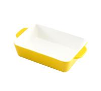 LOORGVEL Plat de Cuisson Jaune pour Four et Micro Ondes Ustensile de Cuisson Rectangulaire Résistance Haute Température Facile à Nettoyer Élégant et Simple Moyen Format