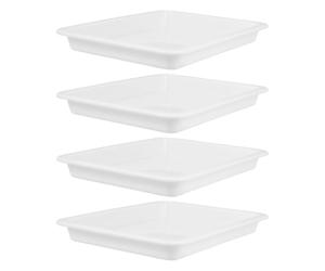LOORGVEL Plateau de Laboratoire en PP Blanc, 4 Pièces, Design Étanche et Résistant aux Acides et Alcalis, pour Endiguement des Réactifs en Laboratoires Éducatifs