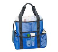 LOORGVEL Sac Plage Maille Capacité Importante Sac Filet Multifonction Léger avec Poches Multiples et Séchage Rapide pour Jouets Serviettes et Courses Bandoulière Confortable Bleu