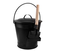 LOORGVEL Seau à Cendres Résistant la Chaleur en Métal 5 L avec Couvercle et Pelle Accessoire pour Cheminée et Poêle à Bois Kit Complet pour Nettoyage et Transport Sécurisé des Cendres