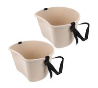 LOORGVEL Seau de Fertilisation Multifonctionnel 22 Lb Blanc, Lot de 2 Seaux à Fruits avec Bandoulière Réglable, Panier de Cueillette Portable pour Jardinage, Épandeur D’engrais Ergonomique