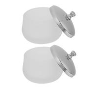 LOORGVEL Set de 2 Contenants en Verre Cristal Couvercle pour Nail Art, Coupe Polyvalente en Acier Inoxydable, Accessoire pour Manucure et Poudre Acrylique