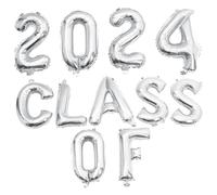 LOORGVEL Set de Ballons de Décoration de Fête Argentés Class Of pour Étudiants Diplômés Ornements Suspendus pour Salle de Classe et Célébrations Kit Complet pour Ambiance Festive