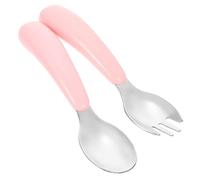 LOORGVEL Set de Couverts Garçon Fille Inox et Compacts Fourchette et Cuillère Sécurisées Kit Repas Pratique pour Garçon Fille et Tout Petits à Cadeau