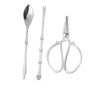 LOORGVEL Set Outils Acier Inoxydable pour Fruits de Mer avec Casse-Pattes de Crabe Ciseaux et Fourchette Kit pour Homard et Crustacés avec Étui de Rangement Sécurisé