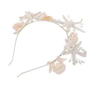 LOORGVEL Silver Pearl Band bandeau de sirène pour filles Couronne bandeau de mariée coiffes de mariage Bands de cheveux de sirène filles Métal plastique blanche