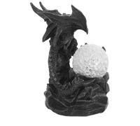 LOORGVEL Statue de Dragon Miniature Lumineuse en Résine avec Boule LED Intégrée, Décoration Intérieure Vintage pour Bureau, Salon et Halloween, Ornement Animalier Original, Modèle Compact