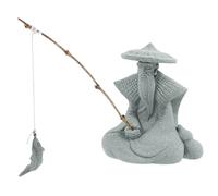 LOORGVEL Statue de Pêcheur Décoratif pour Jardin et Aquarium Ornement Zen Asiatique pour Sculpture Miniature Symbolisant Sagesse et Patience Décoration Paisible pour et Art
