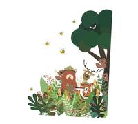 LOORGVEL Sticker Mural Forêt Animaux Cartoon pour Chambre Garçon Fille Autocollant Décoratif Amovible Murale Jungle Garçon Fille Facile à Poser Résidu