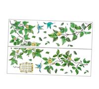 LOORGVEL Sticker Mural Plantes Vertes avec Fleurs et Oiseaux Autocollant Amovible pour Chambre Salon et Bureau Motif Nature DIY Peel And Stick