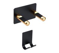 LOORGVEL Support Mural Fer pour Sèche-cheveux Noir et Or Rack de Rangement Suspendu Anti Salle de Bain Cuisine et Salon Adapté Plupart des Modèles Design Simple et Pratique