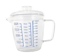 LOORGVEL Tasse Verre Résistante Chaleur avec Graduation Couvercle à Bouton pour Lait Déjeuner Verre à Mesurer et Décoratif