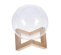 LOORGVEL Terrarium en Verre avec Support Bois pour Plantes D’intérieur, Vase Micro-Paysage 12 Cm Diamètre, Ouverture Inclinée, Décorations Végétales et Jardinières Uniques pour Salon et Jardin