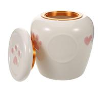 LOORGVEL Urne Funéraire en Céramique pour Petits Animaux 600 ML, Urne Commémorative Étanche pour Chiens et Chats avec Motifs Pattes et Cœurs, Coffret Souvenir Compact pour Mémoire Animal