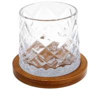LOORGVEL Verre à Whisky Rotatif avec Base en Bois 280 Ml, Verre à Vin et Spiritueux Transparent, Design Anti-basculement pour Dégustation de Brandy et Cocktails, Verrerie Créative pour Bar